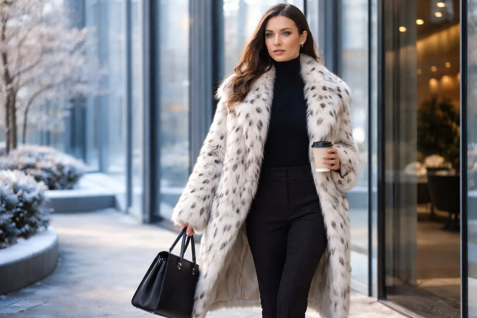 Dimineți reci la birou și zero timp de styling – haină de blană naturală pentru un look office impecabil
