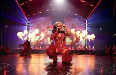 Cardi B, apariție spectaculoasă într-un costum cu decupaje Rey Ortiz