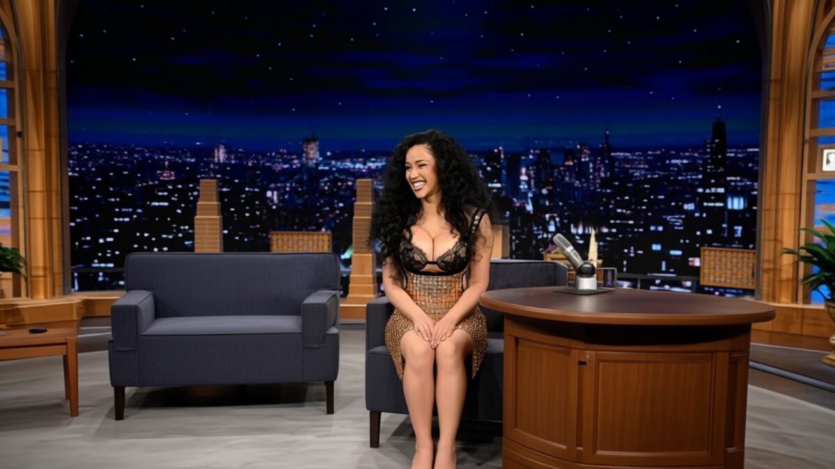 Cardi B rochie aurie