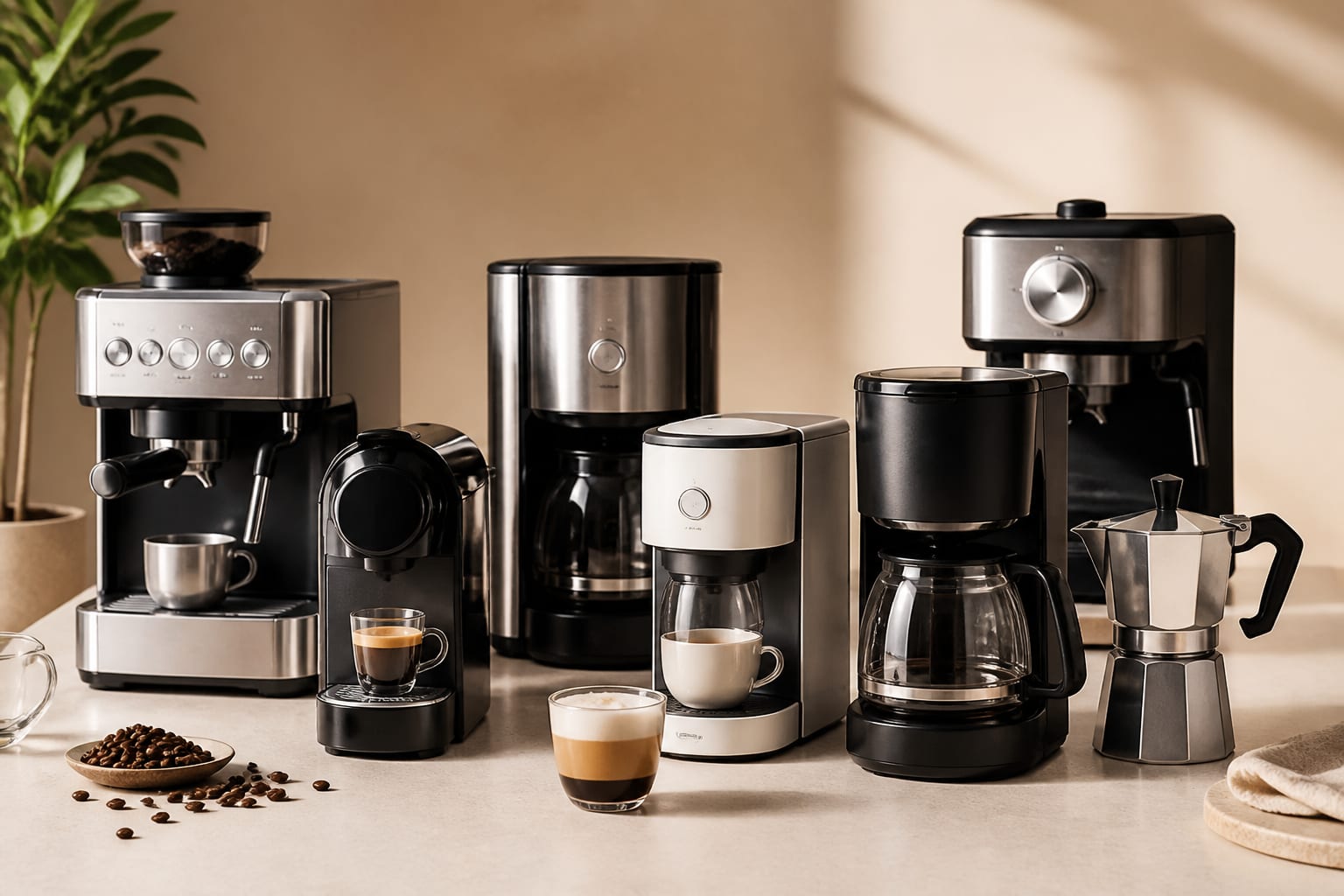 7 espressoare și cafetiere pentru acasă cu prețuri între 69,99 lei și 1.714,99 lei