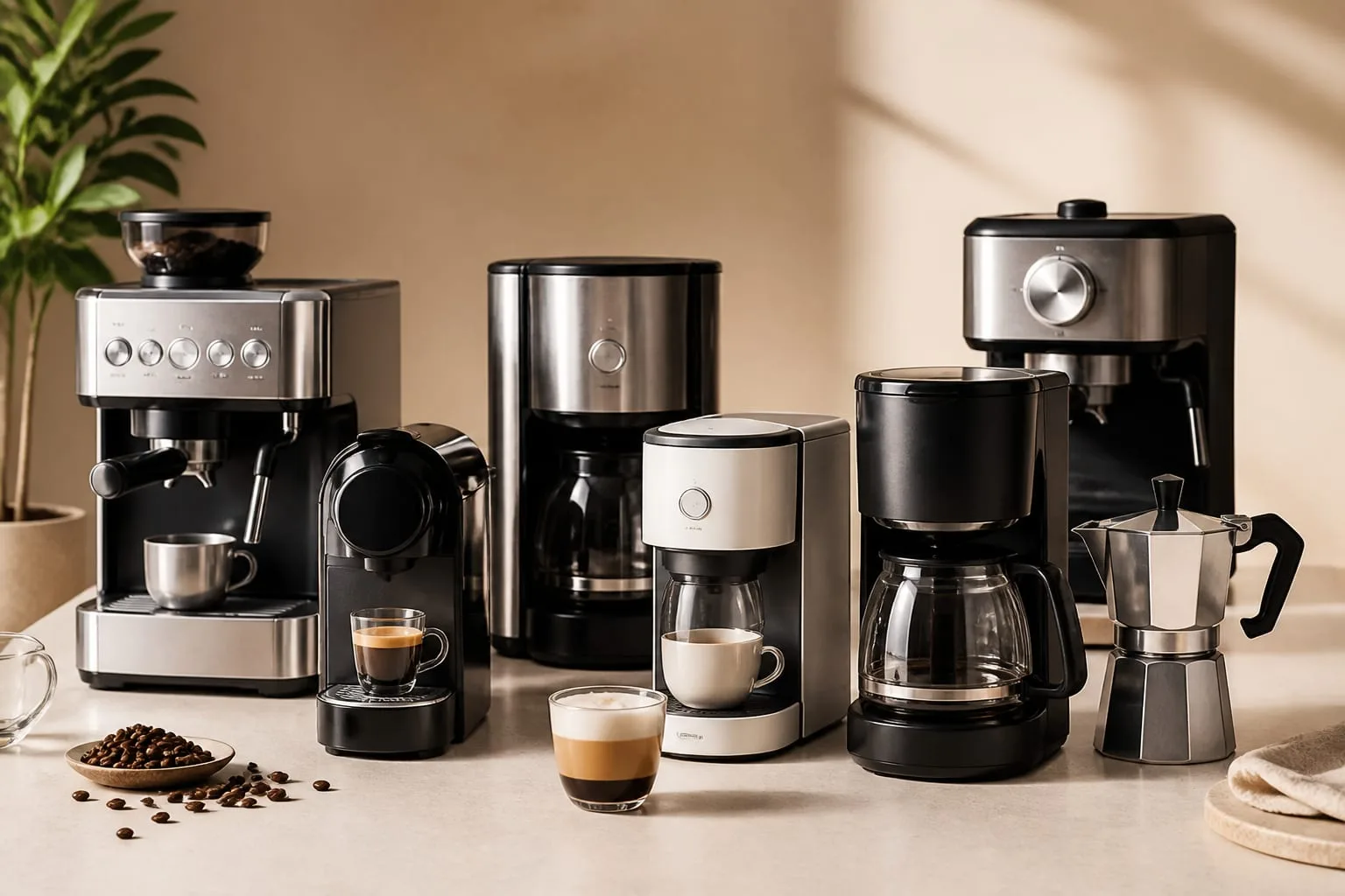7 espressoare și cafetiere pentru acasă cu prețuri între 69,99 lei și 1.714,99 lei